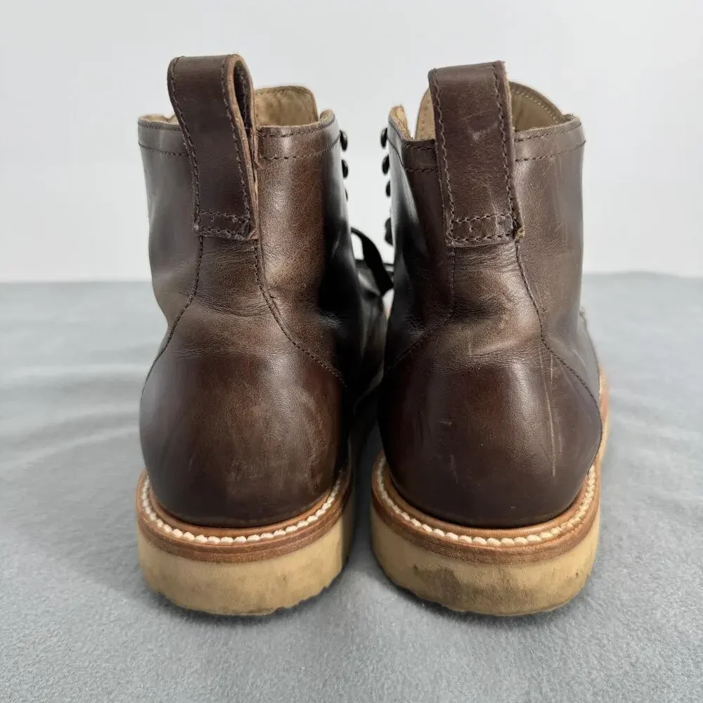 Rhodes Dean Moc Toe Boots Mens 8.5 Brown Leather Vibram Wedge‎ Sole